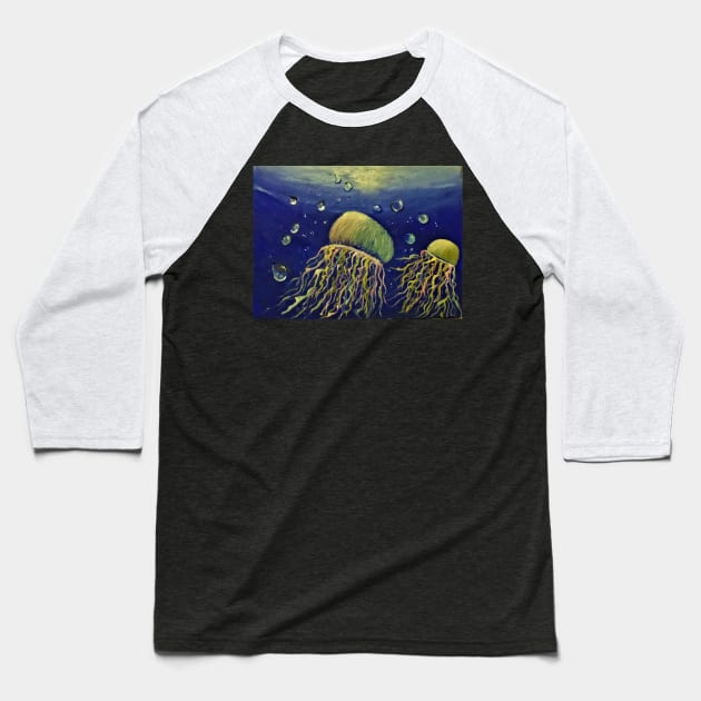 Jelly Fish Baseball T-Shirt by Allison Prior Art